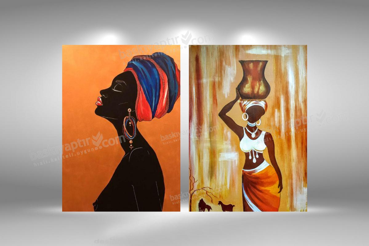 ’’Afrikalı Kızlar’’ 2 Parça Çerçevesiz Duvar Panosu