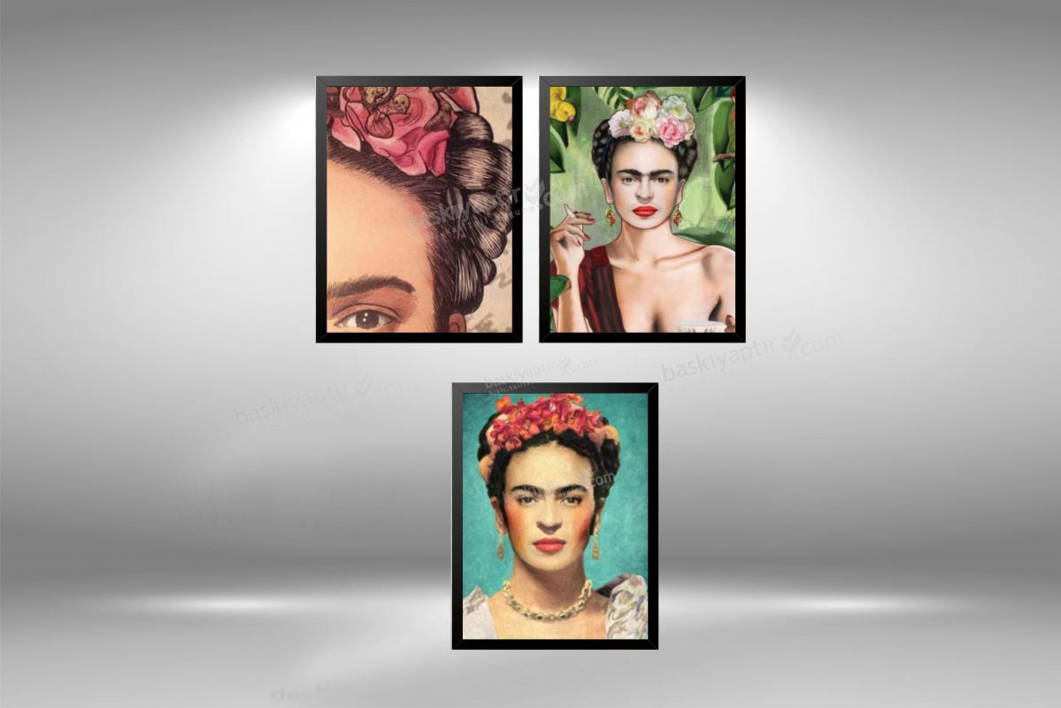 ’’Fridanın Gözleri’’  3 Parça Lüks Çerçeveli Duvar Panosu